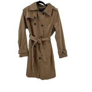 London Fog Classic double breastedhooded tan trench coat